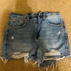 high rise relaxed cut off pistola jean shorts.